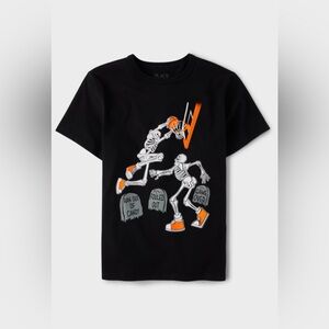 NWT The Children’s Place Boys Glow Skeleton Basketball Graphic T Black Small 5/6
